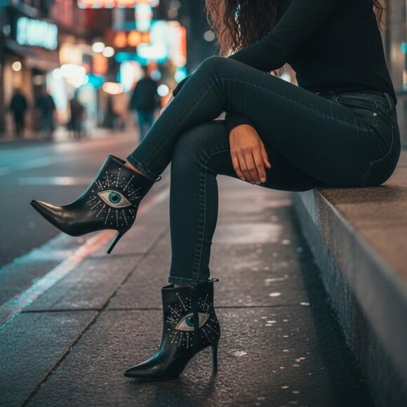 Kurt Geiger Shoes - Kurt Geiger Belgravia Embellished Evil Eye Stiletto Bootie size EU 35.5/US 5.5